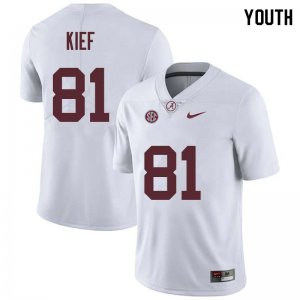 NCAA Youth Alabama Crimson Tide #81 Derek Kief Stitched College Nike Authentic White Football Jersey JD17S64KD